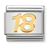 Nomination Composable Classic Link 030109/34 Number 18 Symbol in 18K Gold